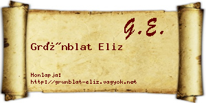 Grünblat Eliz névjegykártya